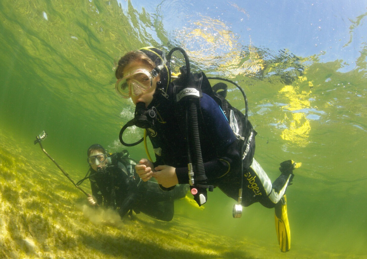 Pažintinis nėrimas ežere su povandenine fotosesija dviem