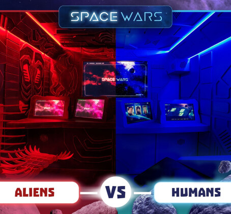 Interaktyvus laivų mūšio žaidimas „Space Wars“